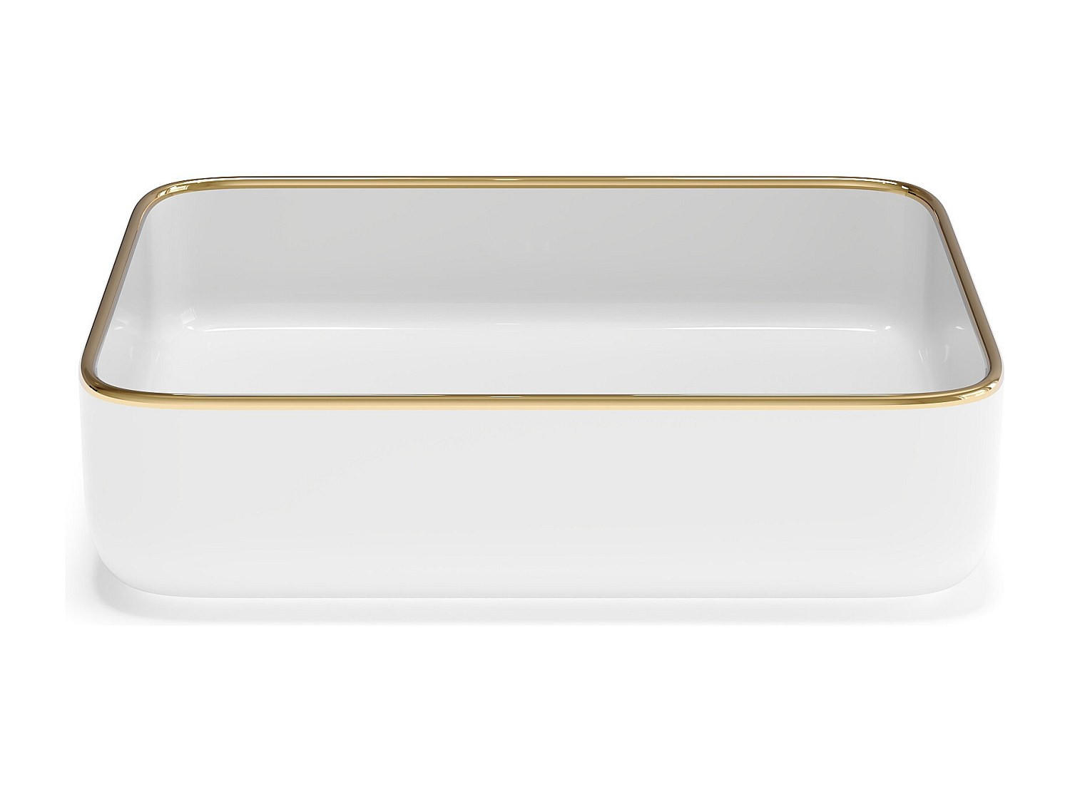 AUFSATZWASCHBECKEN - 50 cm x 39 cm - keramik - weiß, goldfarben Juniko - Goldfarben/Weiß, Keramik (50/13/39cm) - Vente-Unique