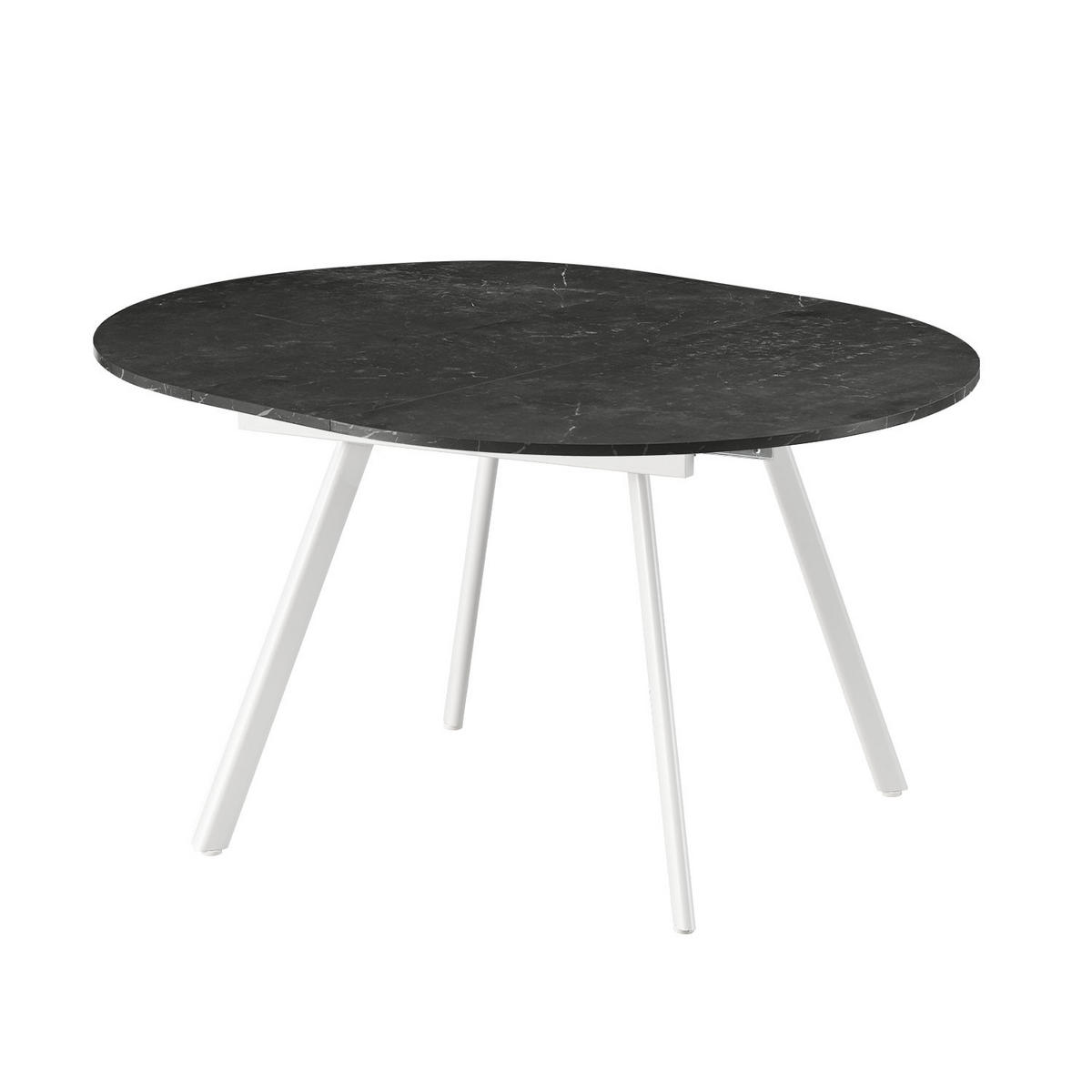 ESSTISCH LIV 120-150/120/76 cm Rund Marmor-Schwarz - Anthrazit/Weiß, Holzwerkstoff (120/120/76cm) - B&D Home