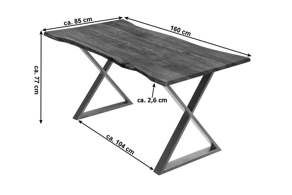 ESSTISCH KASIMIR - Schwarz/Braun, Holz/Metall (85/160/77cm) - SAM