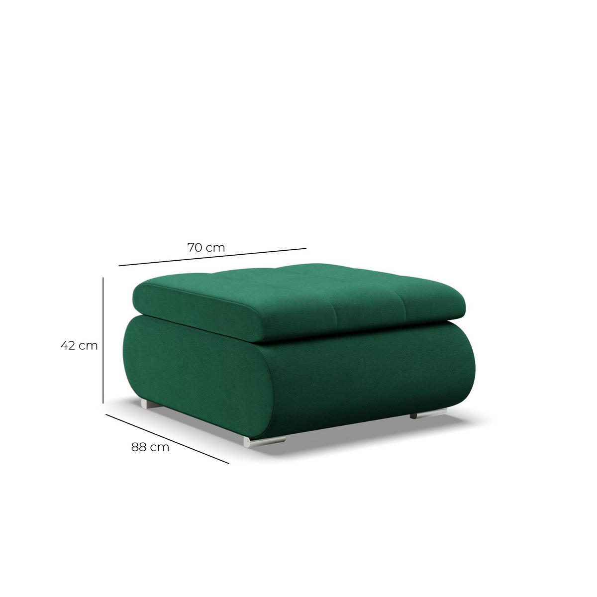 SITZPOUF FÜR DAS WOHNZIMMER FORESTA, Dunkelgrün - Dunkelgrün, Textil (88/42/70cm)