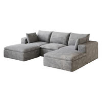 WOHNLANDSCHAFT aus Stoff 260 cm Grau mit abnehmbarer Polsterung und flexiblem Doppelschicht-Design - Grau, Textil (260/60/160cm) - Modfu