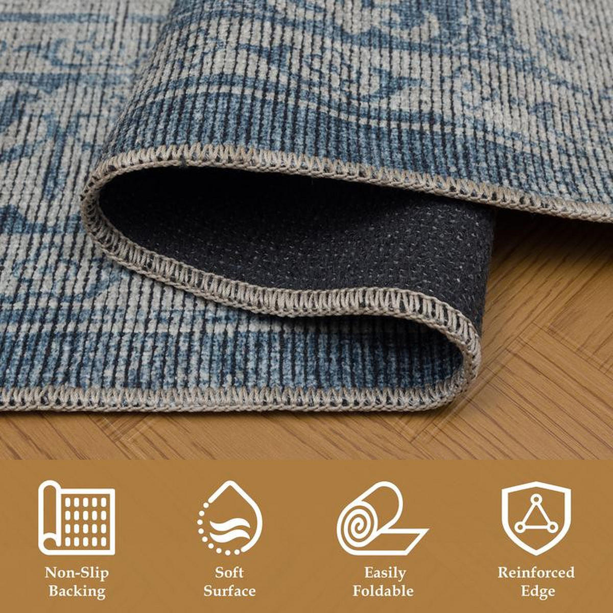 CHENILLE-TEPPICH Script Beige/Blau 200x290 cm - Multicolor, Textil (200/290cm) - Vercai Rugs