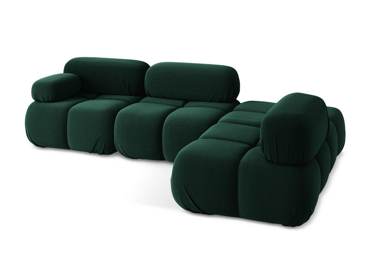 ECKSOFA Rechts Samt Stoff Grün - Blau/Dunkelgrün, Kunststoff/Textil (285/190cm) - Makamii