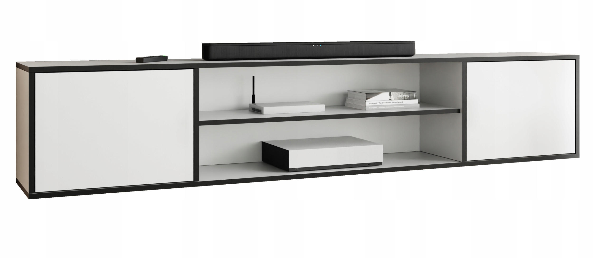 COMODA TV EDI 4 deschisa – 206x42x38 cm – Alb, calitate premium, asamblare proprie