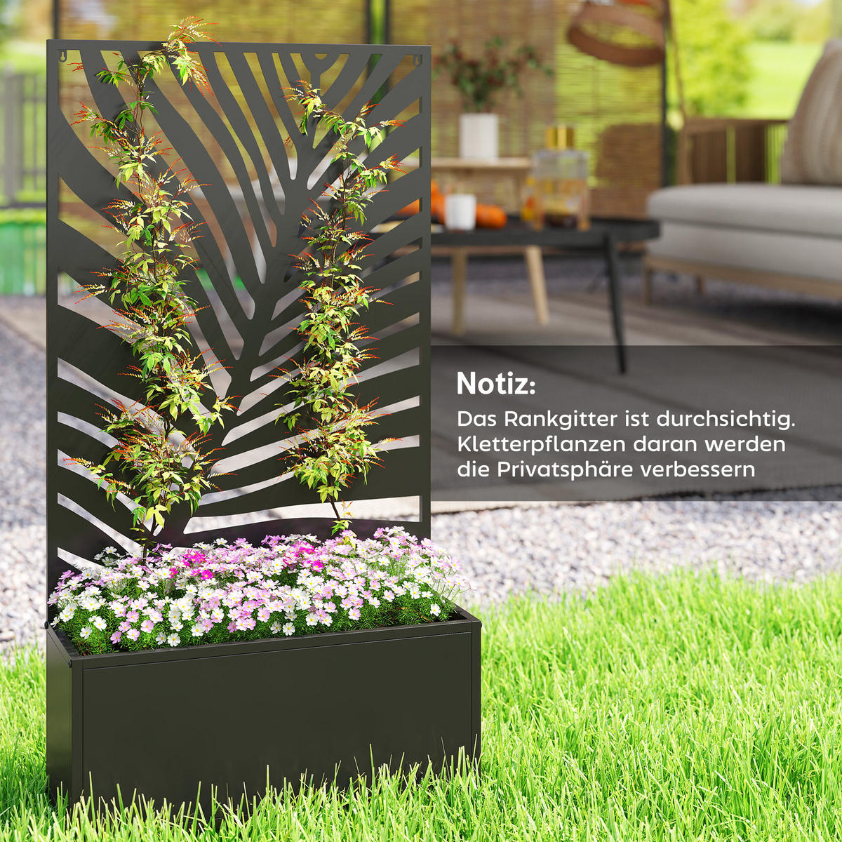 HOCHBEET-MIT-RANKGITTER Metall Schwarz - Schwarz, Metall (23/113/61cm) - Outsunny