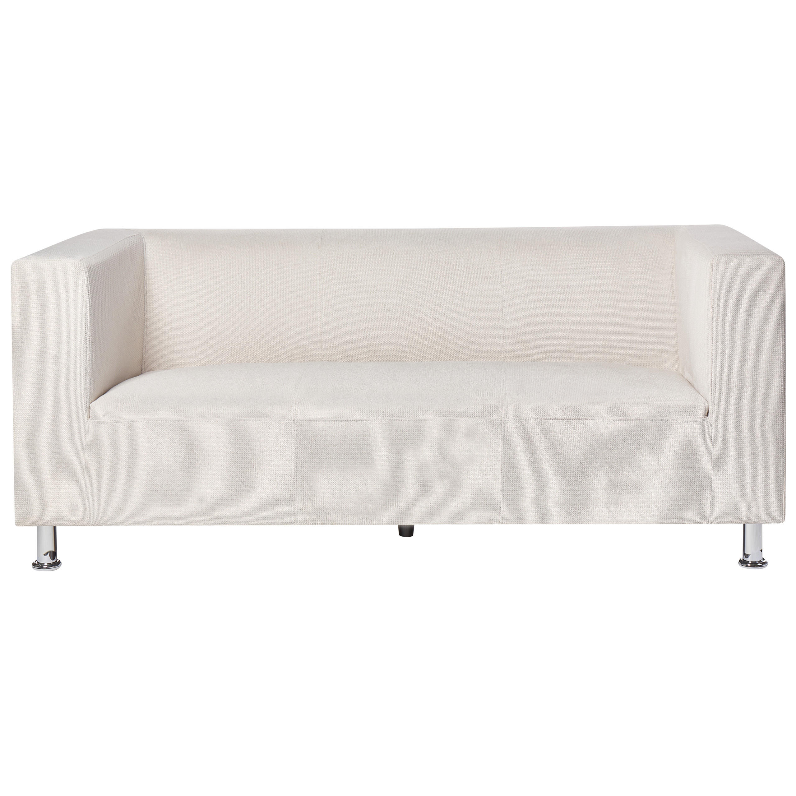 3-SITZER-SOFA Stoff cremeweiß Floro - Silberfarben/Weiß, Textil (179/74/83cm) - Beliani