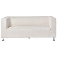 3-SITZER-SOFA Stoff cremeweiß Floro - Silberfarben/Weiß, Textil (179/74/83cm) - Beliani