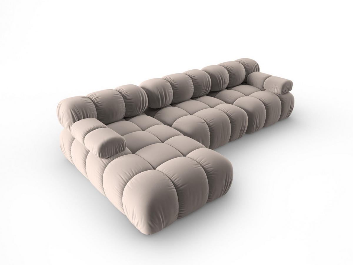 MODULARES-ECKSOFA links Bellis aus Samt beige 4 Sitzplätze - Beige, Textil (122/285cm) - Micadoni