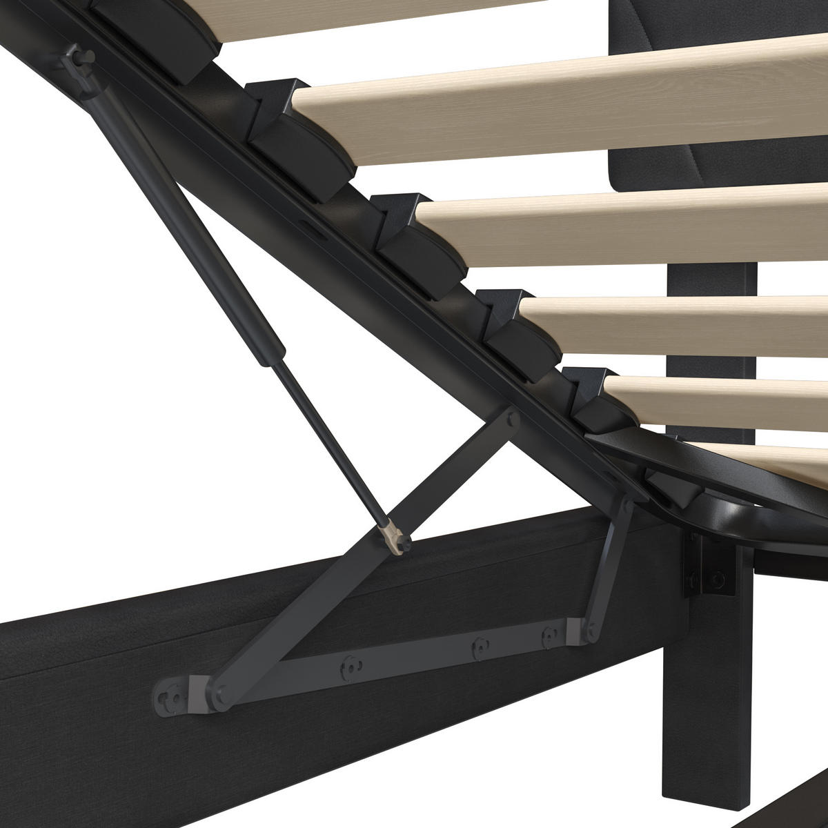 POLSTERBETT 160x200 cm mit hydraulischem Stauraum, Stauraumkopf, RGB-LED, USB-/Typ-C, PU-Leder in Schwarz - Schwarz, Holz (160/200cm) - BRILVERDE