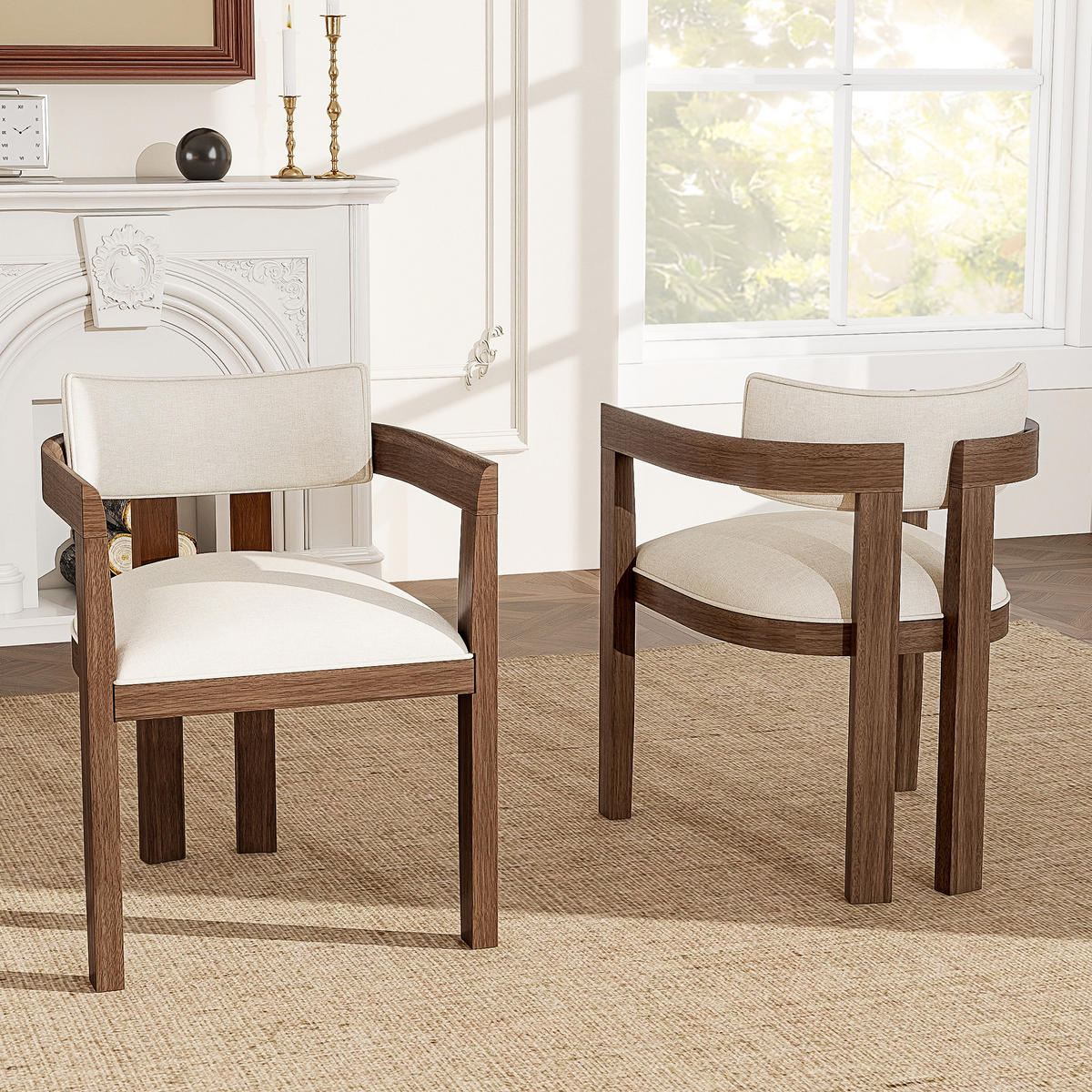ESSZIMMERSTÜHLE 6er-Set Massivholz Leinen Walnuss - Walnussfarben, Naturmaterialien (57.5/78.5/60.5cm) - FLIEKS