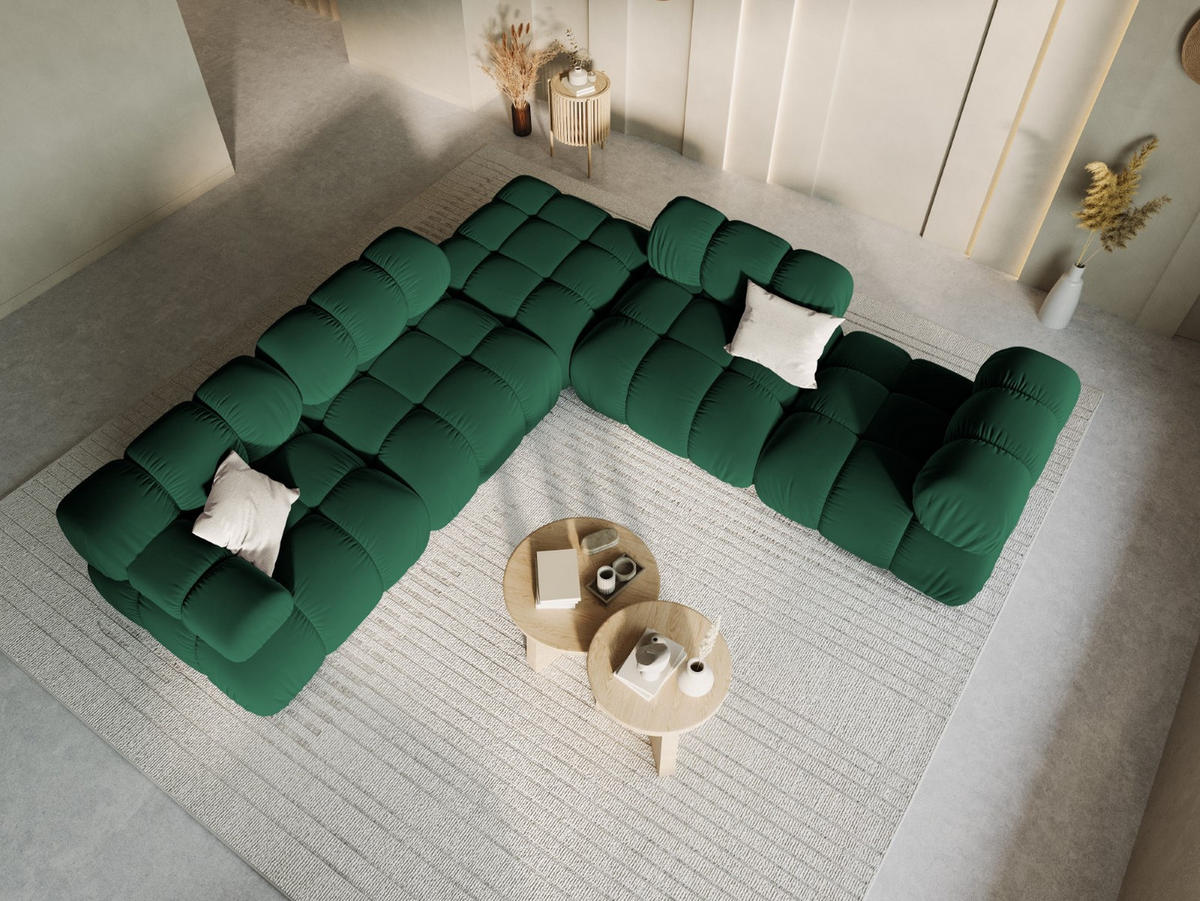 MODUL links Bellis aus Samt flaschengrün - Dunkelgrün, Textil (94/70/94cm) - Micadoni