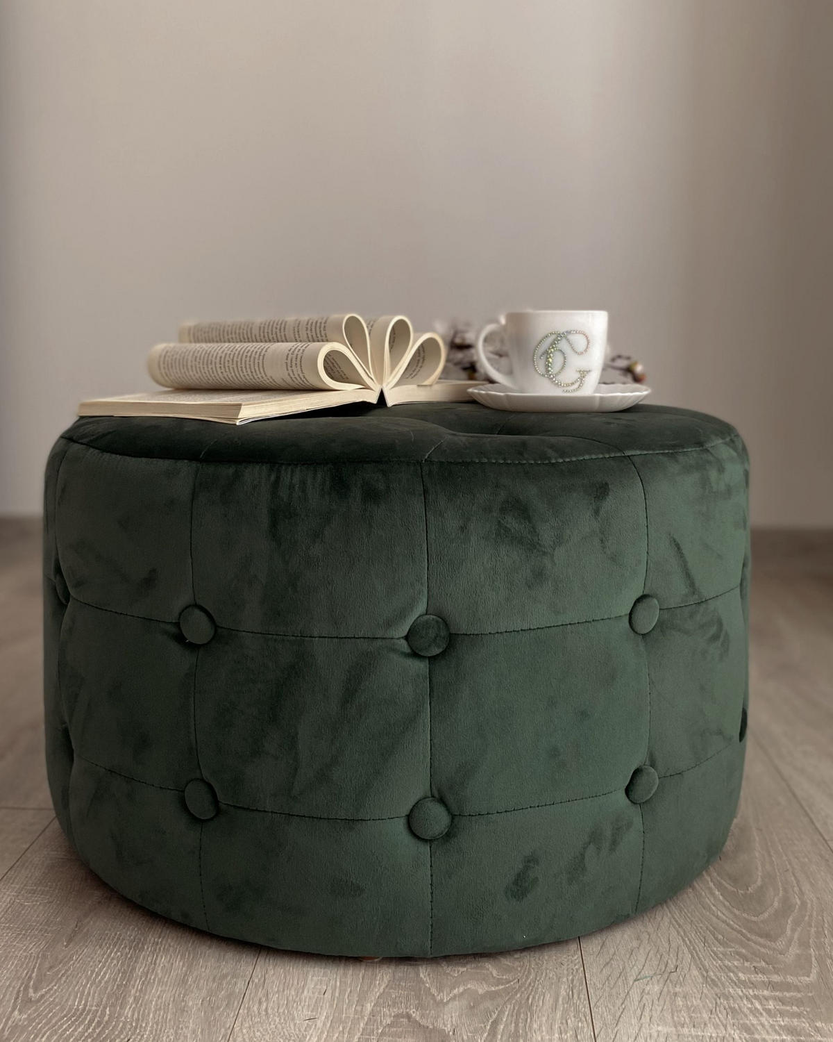 POUF Tampa 55/55/30 cm - verde, material textil (55/30/55cm) - Beliani
