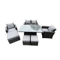 GARTENTISCHGRUPPE Polyrattan 7-Sitzer - Dunkelgrau, Metall - Fimous