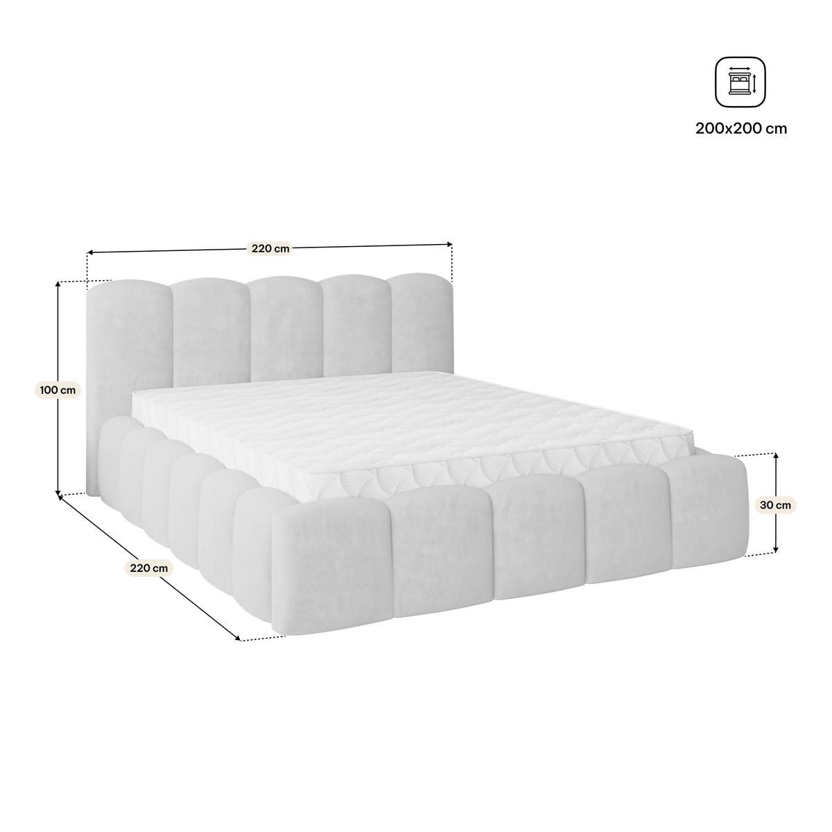 POLSTERBETT FALINA K 200x200 cm mit Bettkästen - Blau - Blau, Holz/Textil - MASSENO