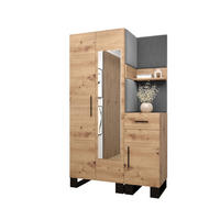 GARDEROBEN-SET 196/116/45,6 - Schwarz/Eiche Artisan, Holz/Kunststoff (116/196/45.6cm) - Abiks Möbel