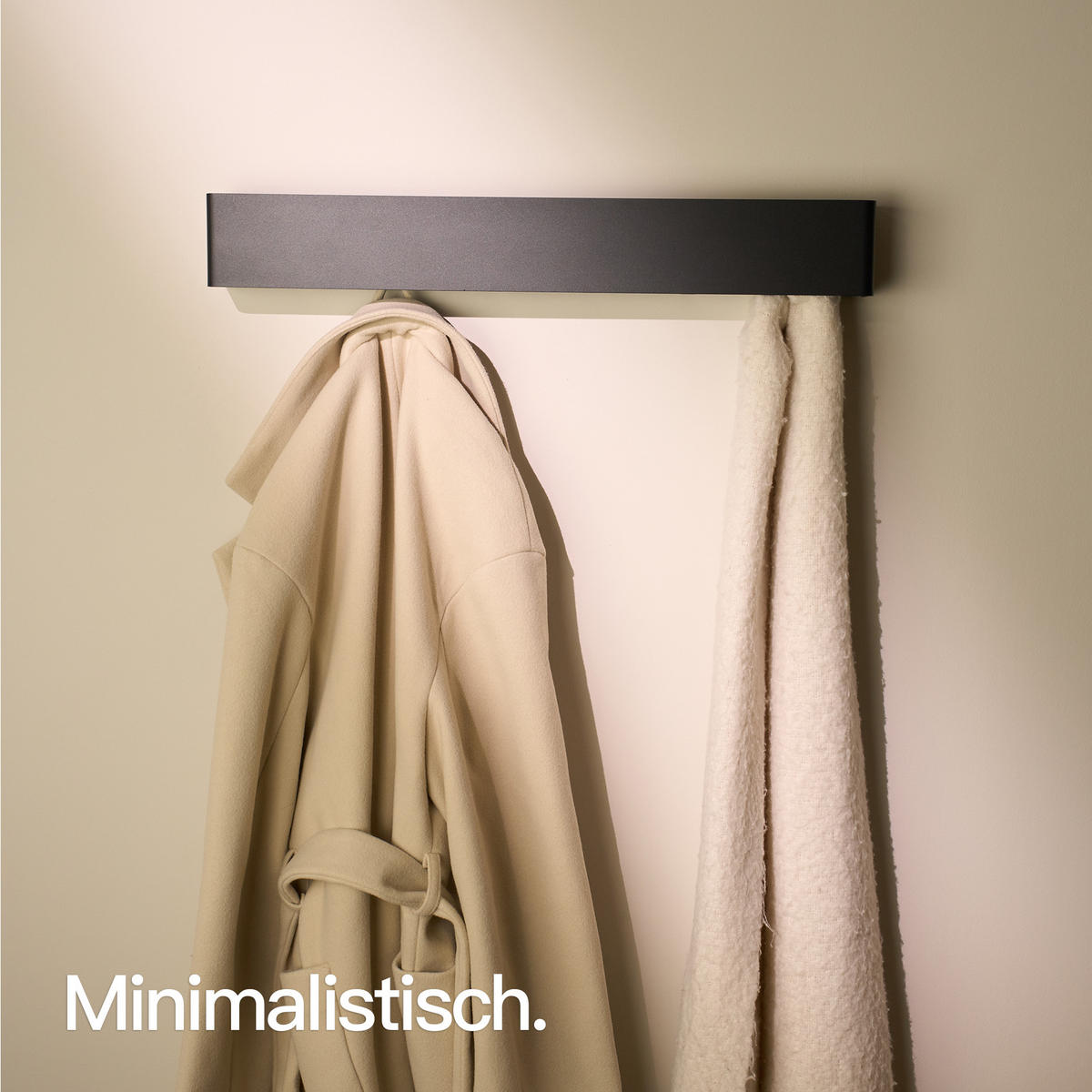 GARDEROBENLEISTE Wandgarderobe Matt Schwarz 57 cm - Schwarz, Metall (57/8/7.8cm) - Designfabrik Hamburg