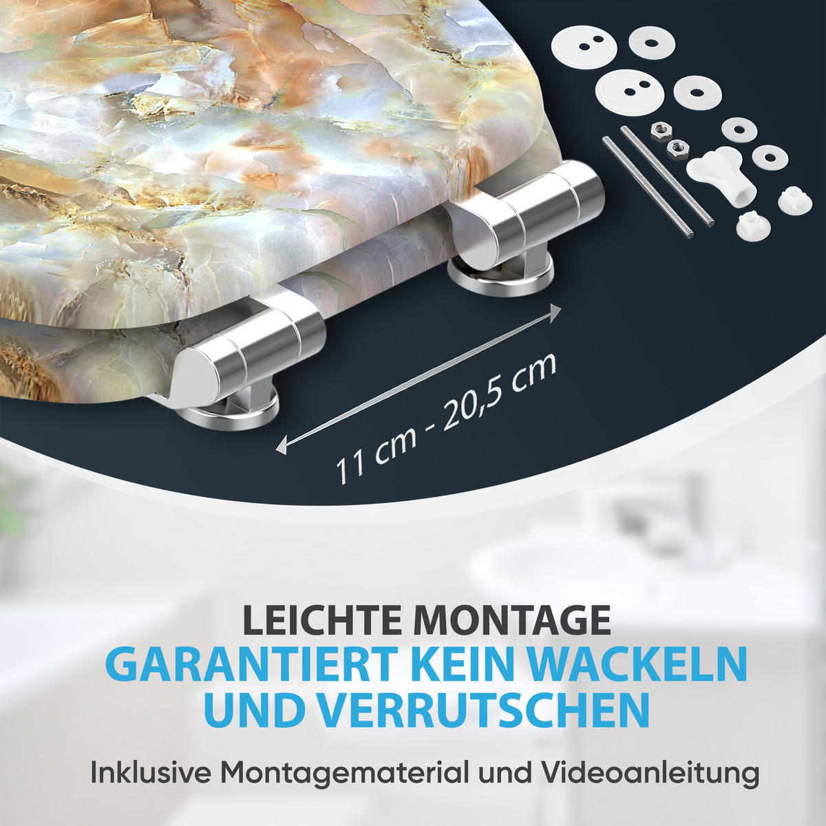 WC-SITZ mit Absenkautomatik Marmor Braun - Braun, Holzwerkstoff (38/6/47cm) - Sanilo