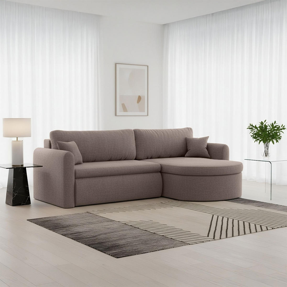 ECKSOFA Feliz In Faro - Braun, Holzwerkstoff/Textil (250/160cm) - Fun Möbel