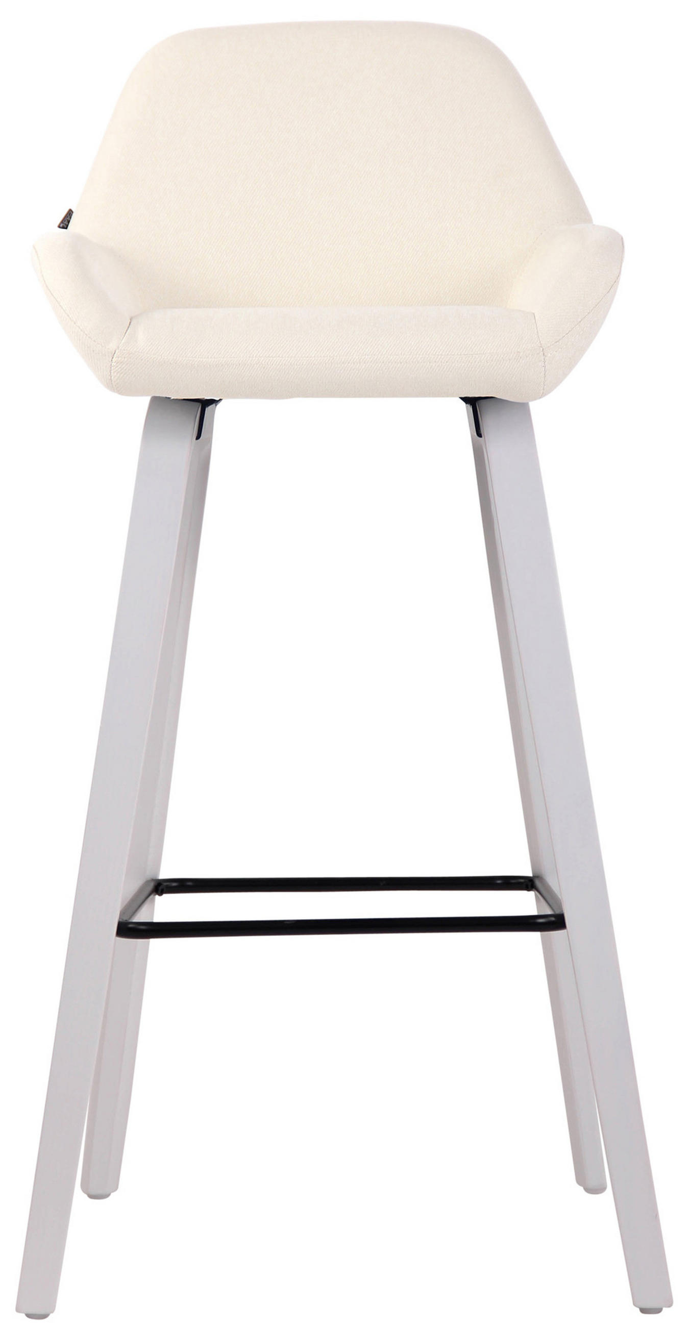 BARHOCKER Newnan, 4-Fuß Gestell weiß (Eiche), Stoff Creme - Creme/Weiß, Holz/Textil (52/100/51cm) - TPFLiving