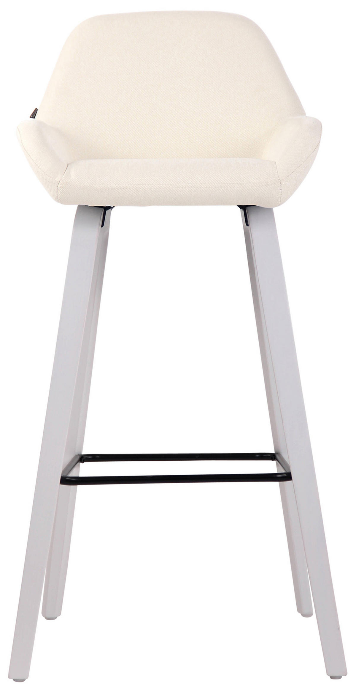 BARHOCKER Newnan, 4-Fuß Gestell weiß (Eiche), Stoff Creme - Creme/Weiß, Holz/Textil (52/100/51cm) - TPFLiving