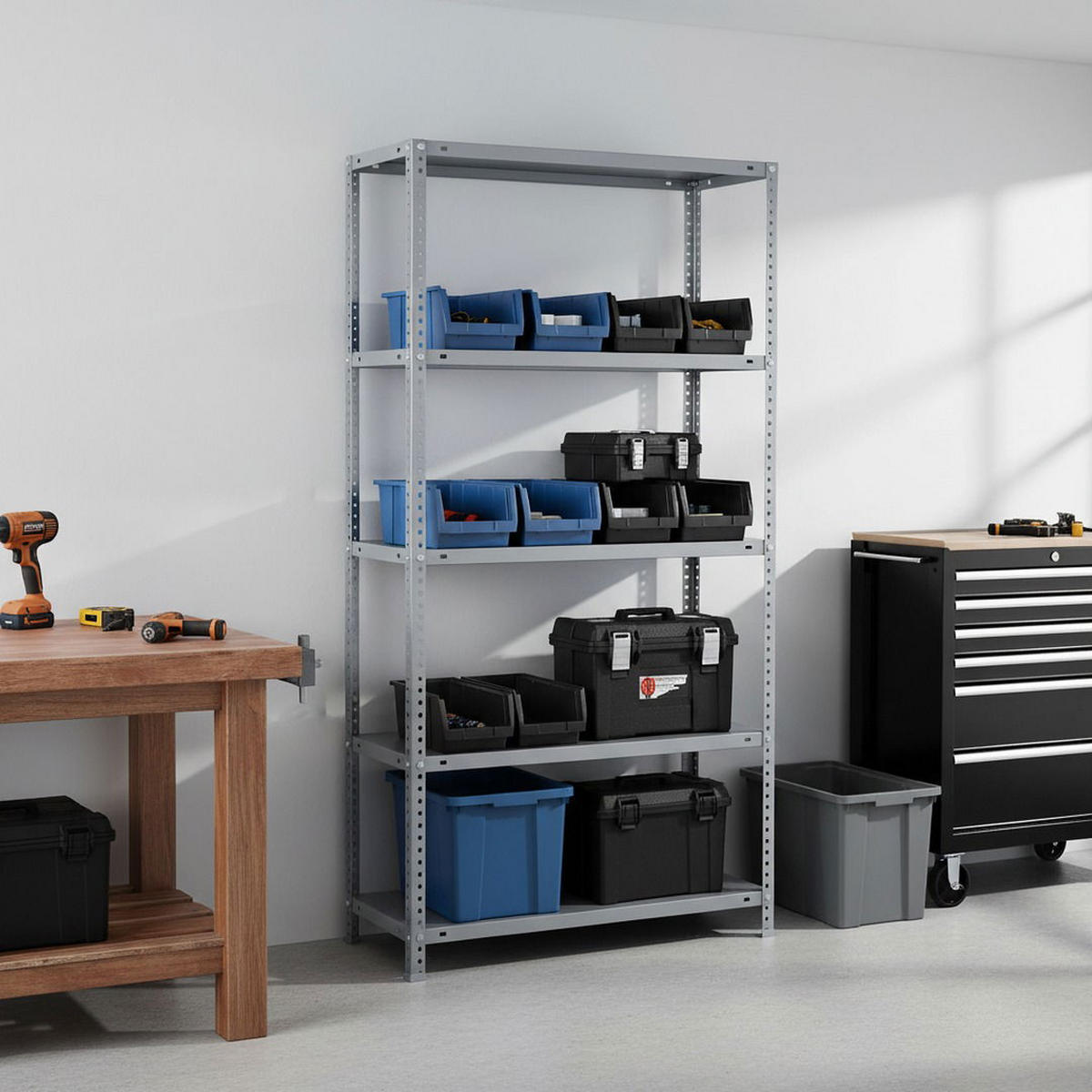 SCHRAUBREGAL PANDA | HxBxT 180x90x40cm | 5 Fachböden | Fachlast 75kg | Grau - Grau, Metall (90/180/40cm) - PROREGAL