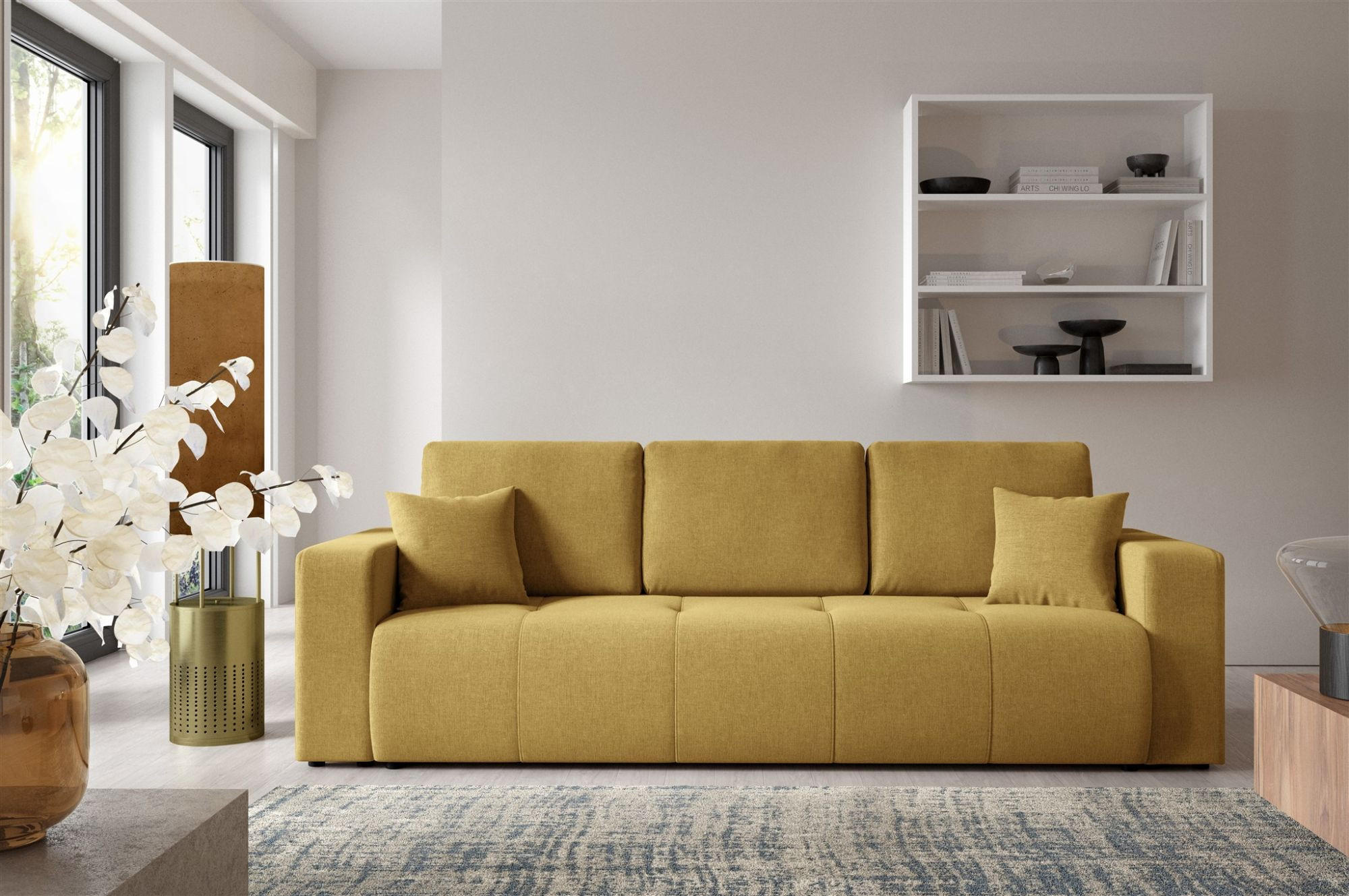 SCHLAFSOFA Augusto - Gelb, Holzwerkstoff/Textil (244/82/102cm) - Fun Möbel