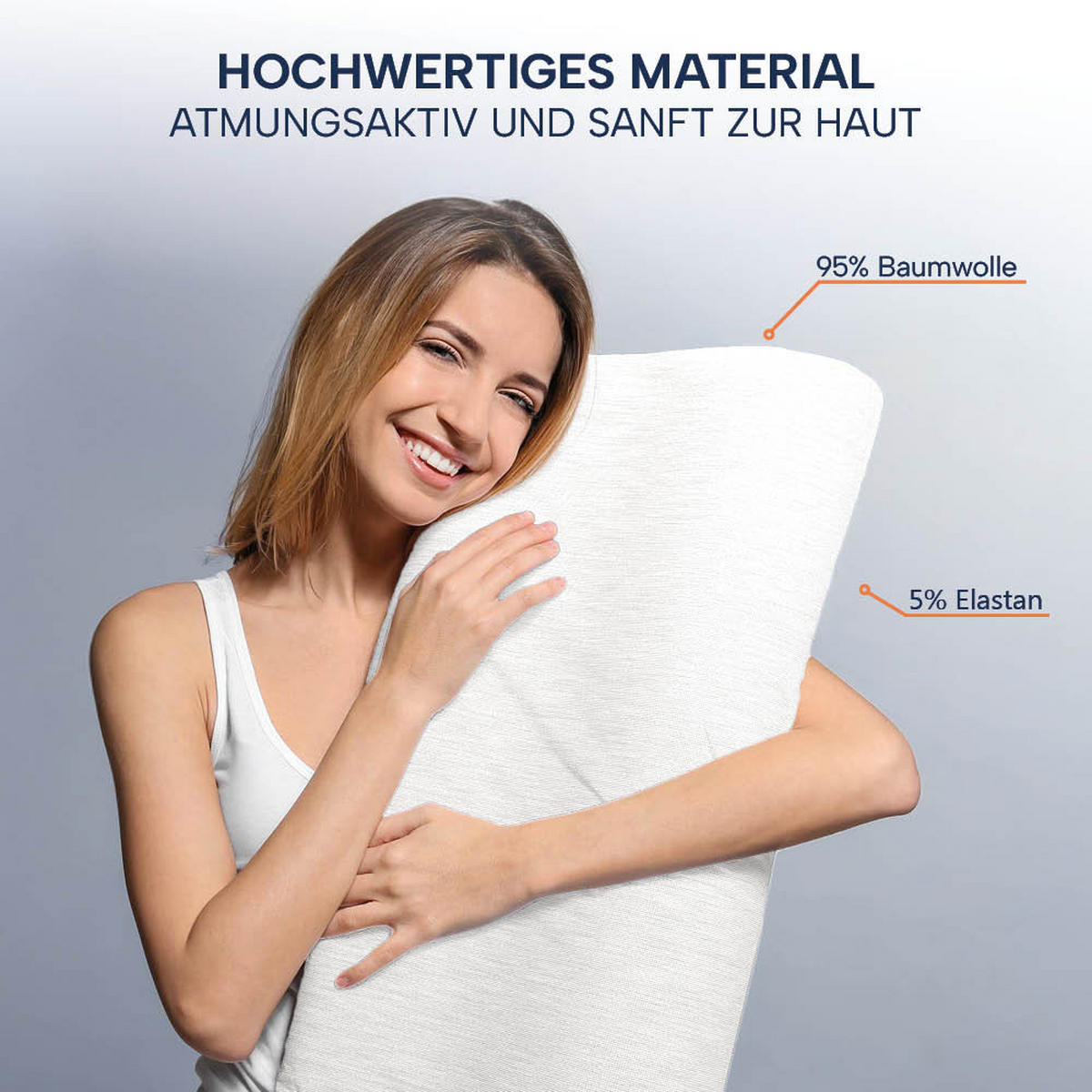 KISSENBEZUG für orthopädisches Nackenkissen – DOPPELPACK Weiß 60x30 cm - Weiß, Textil (30/60cm) - casimum