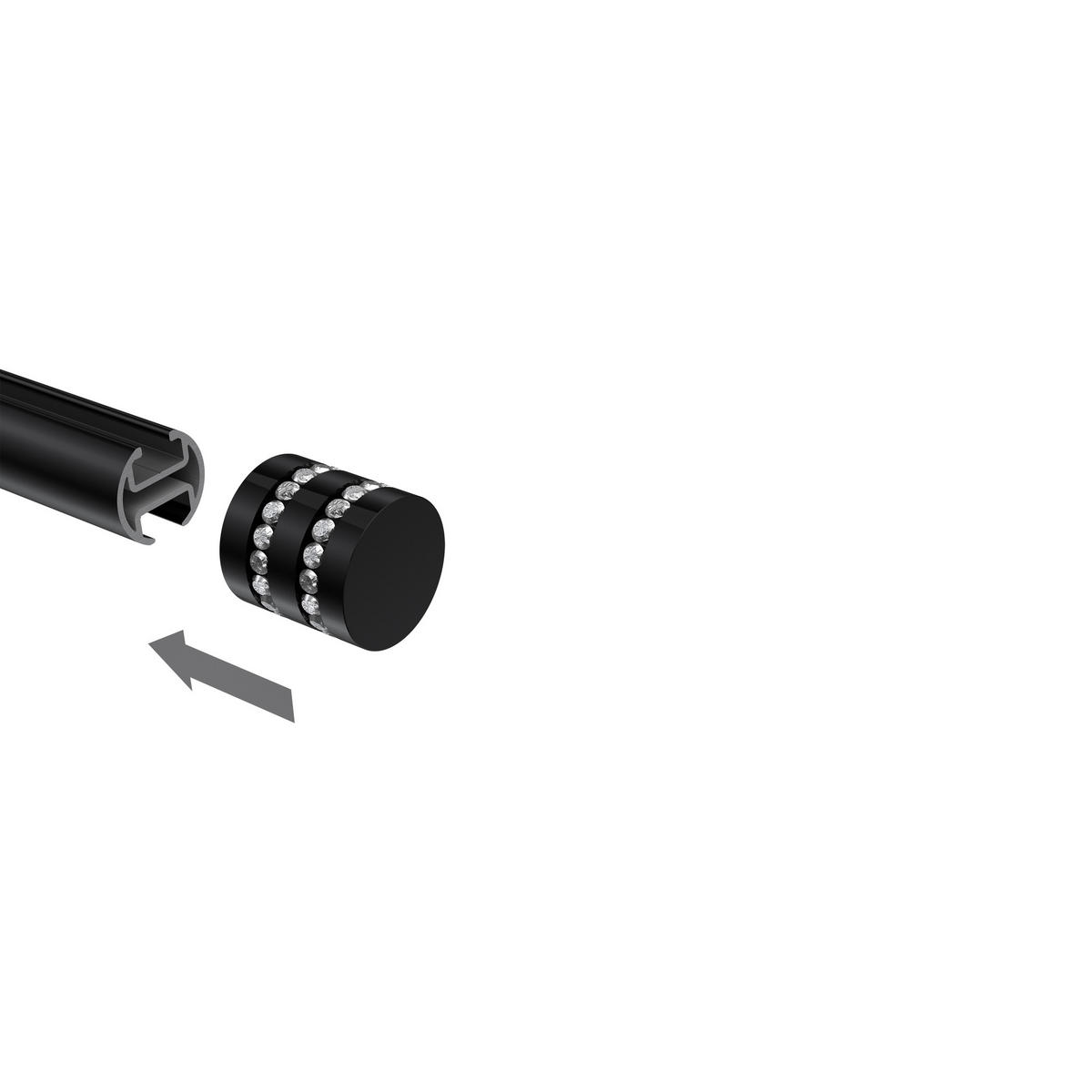 ENDSTÜCKE FÜR GARDINENSTANGEN 20 mm Ø, Estana Schwarz, Packung 2 Stück - Schwarz, Metall (2.6/2.8/2.8cm) - INTERDECO