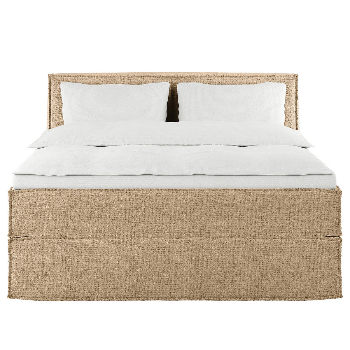 BOXSPRINGBETT mit Kopfteil - Premium - Beige, Textil (160/200cm) - home24