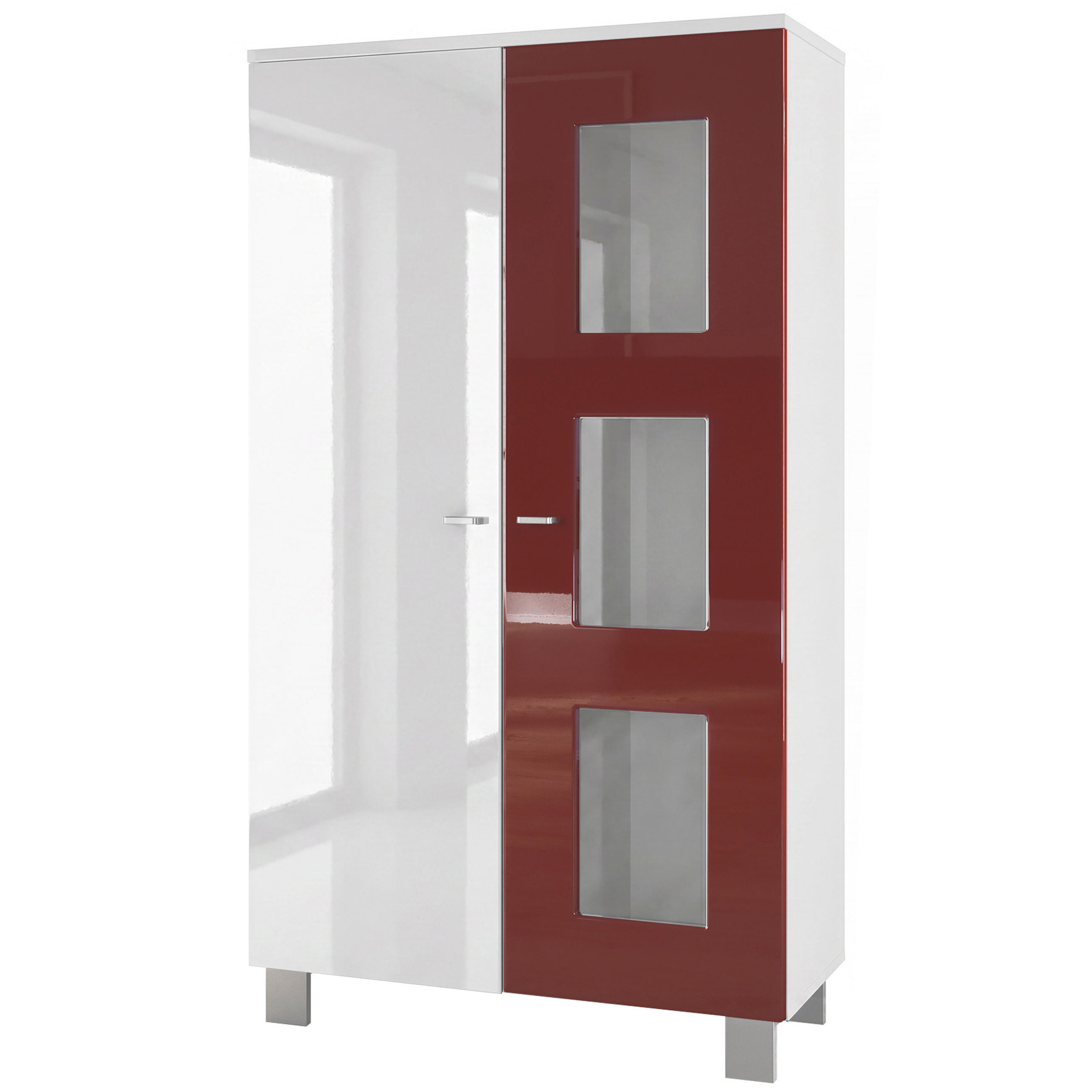VITRINE Denjo Tür in Bordeaux Hochglanz - Bordeaux, Holzwerkstoff (71/129/35cm) - Vladon