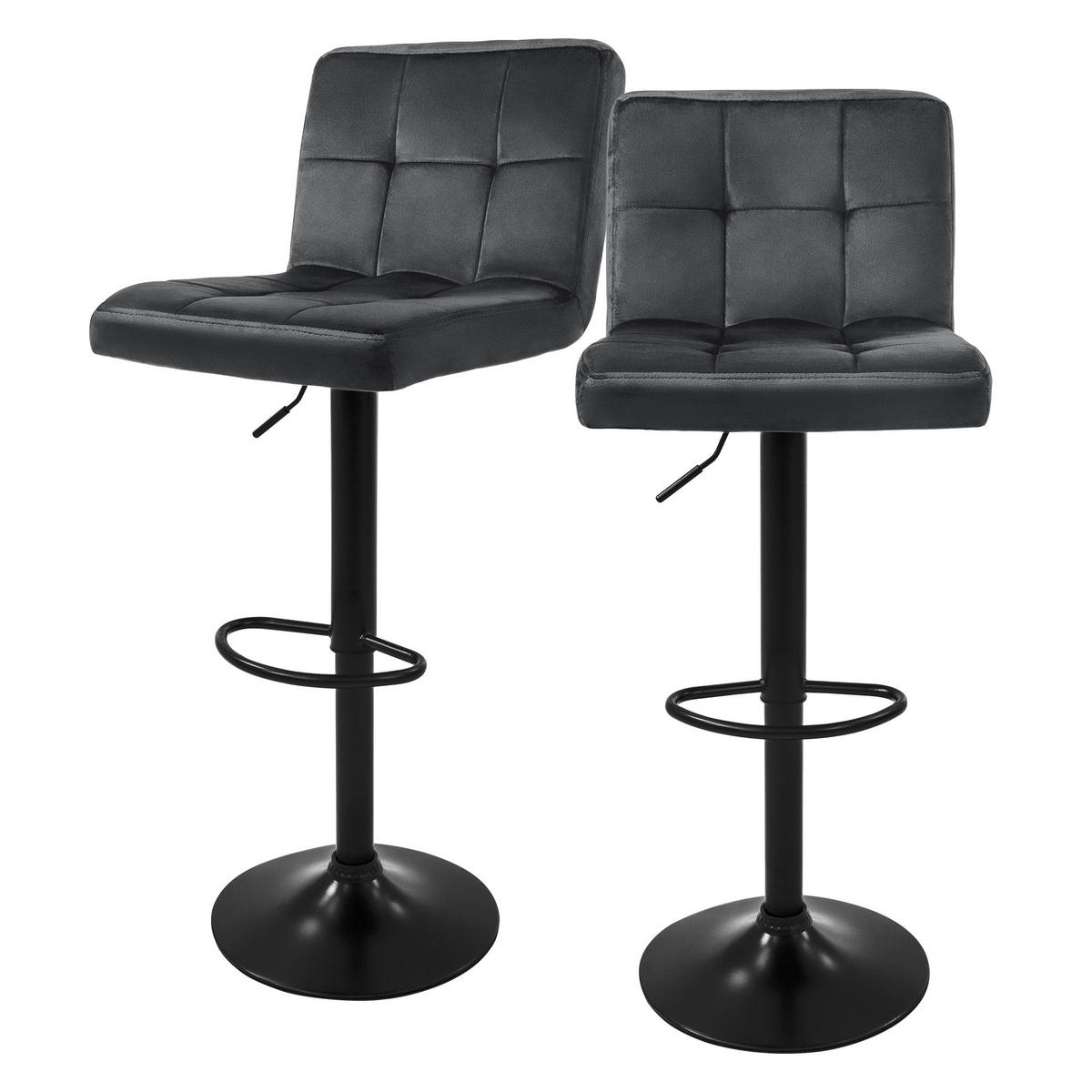 BARHOCKER Samt grau 2er Set - Grau, Metall (50/112/45cm) - ML-DESIGN