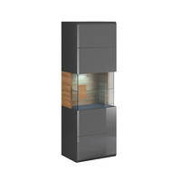 VITRINE Jules Grau und Holz - Grau, Holzwerkstoff (53/159/39cm) - Petits-meubles