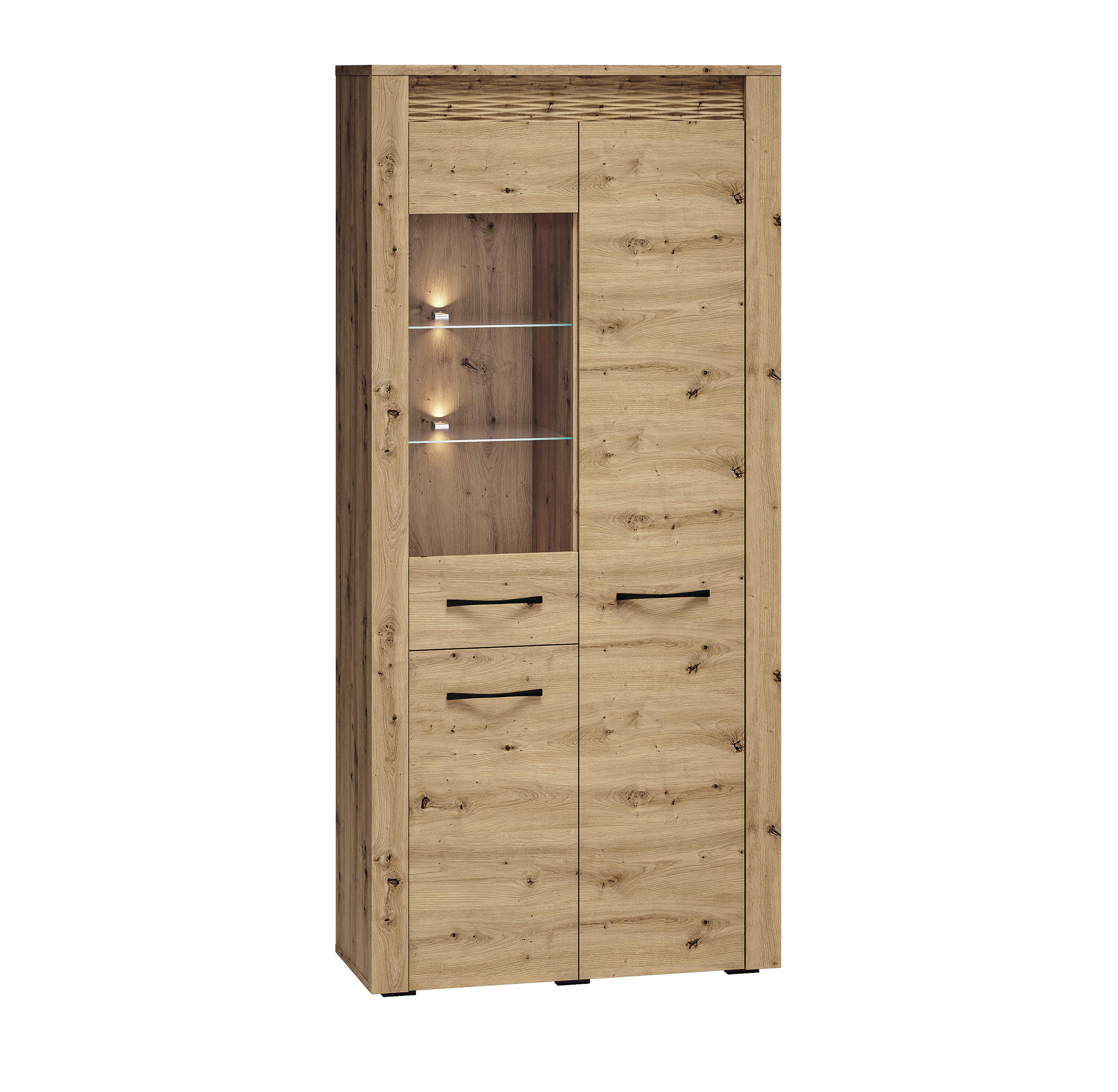 VITRINE Artis Artisan Eiche 92 / 40 / 200cm - Eiche Artisan/Braun, Holz/Holzwerkstoff (92/200/40cm) - Feldmann-Wohnen