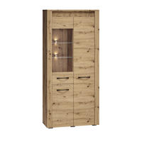 VITRINE Artis Artisan Eiche 92 / 40 / 200cm - Eiche Artisan/Braun, Holz/Holzwerkstoff (92/200/40cm) - Feldmann-Wohnen