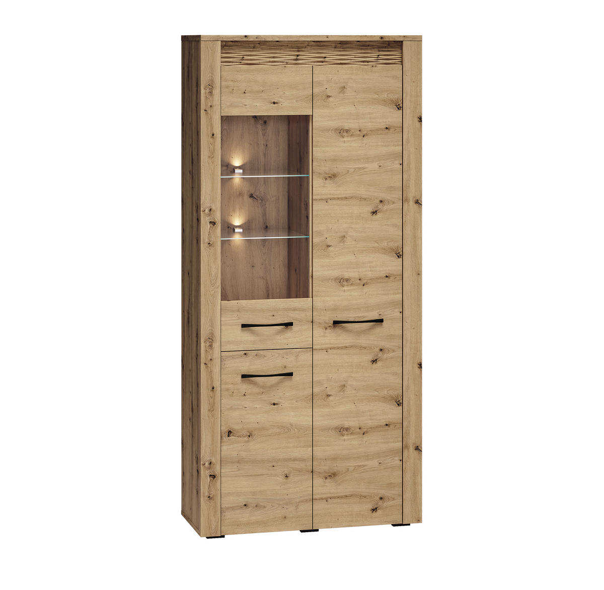 VITRINE Artis Artisan Eiche 92 / 40 / 200cm - Eiche Artisan/Braun, Holz/Holzwerkstoff (92/200/40cm) - Feldmann-Wohnen