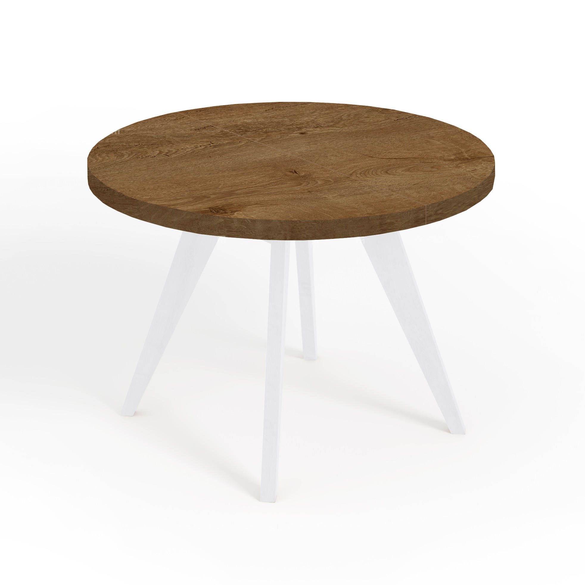 ESSTISCH LORA, Durchmesser: 110 / 210 cm Eiche Lefkas / Weiß - Eichefarben/Weiß, Holz (110/210/76cm) - Dekori_Interiors