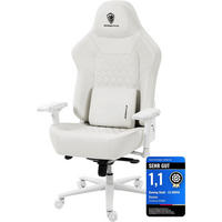 GAMING-STUHL Ergonomischer Bürostuhl &4D Armlehnen, Höhenverstellbarer - Weiß, Leder (70/133/70cm)