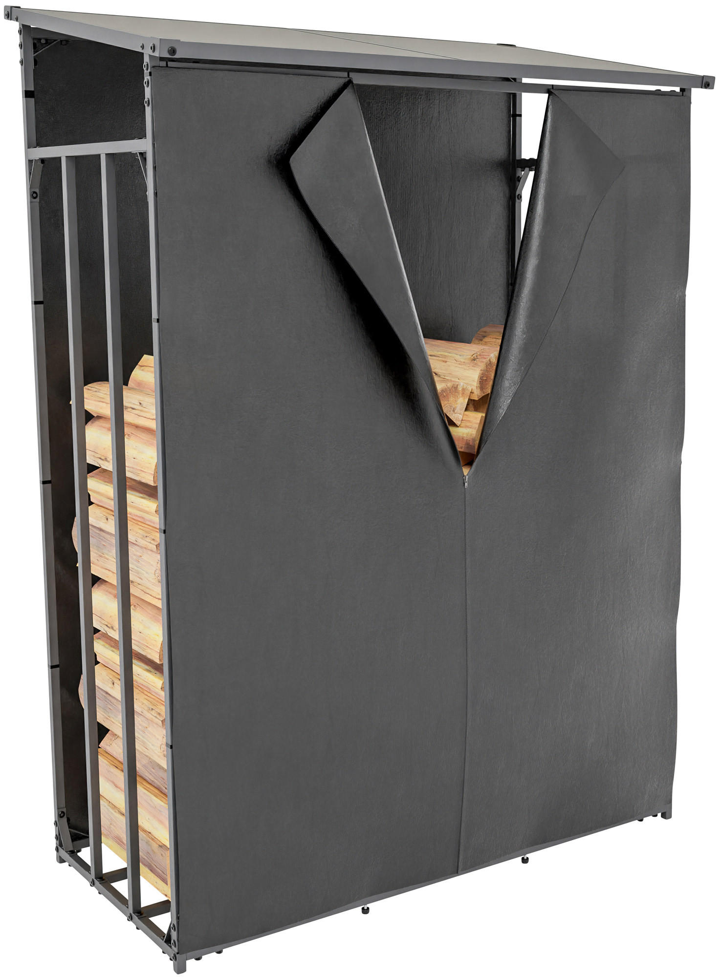 KAMINHOLZREGAL 130/70/185 cm Metall anthrazit - Anthrazit/Schwarz, Metall (130/185/70cm) - CLP