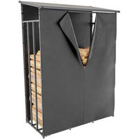 KAMINHOLZREGAL 130/70/185 cm Metall anthrazit - Anthrazit/Schwarz, Metall (130/185/70cm) - CLP