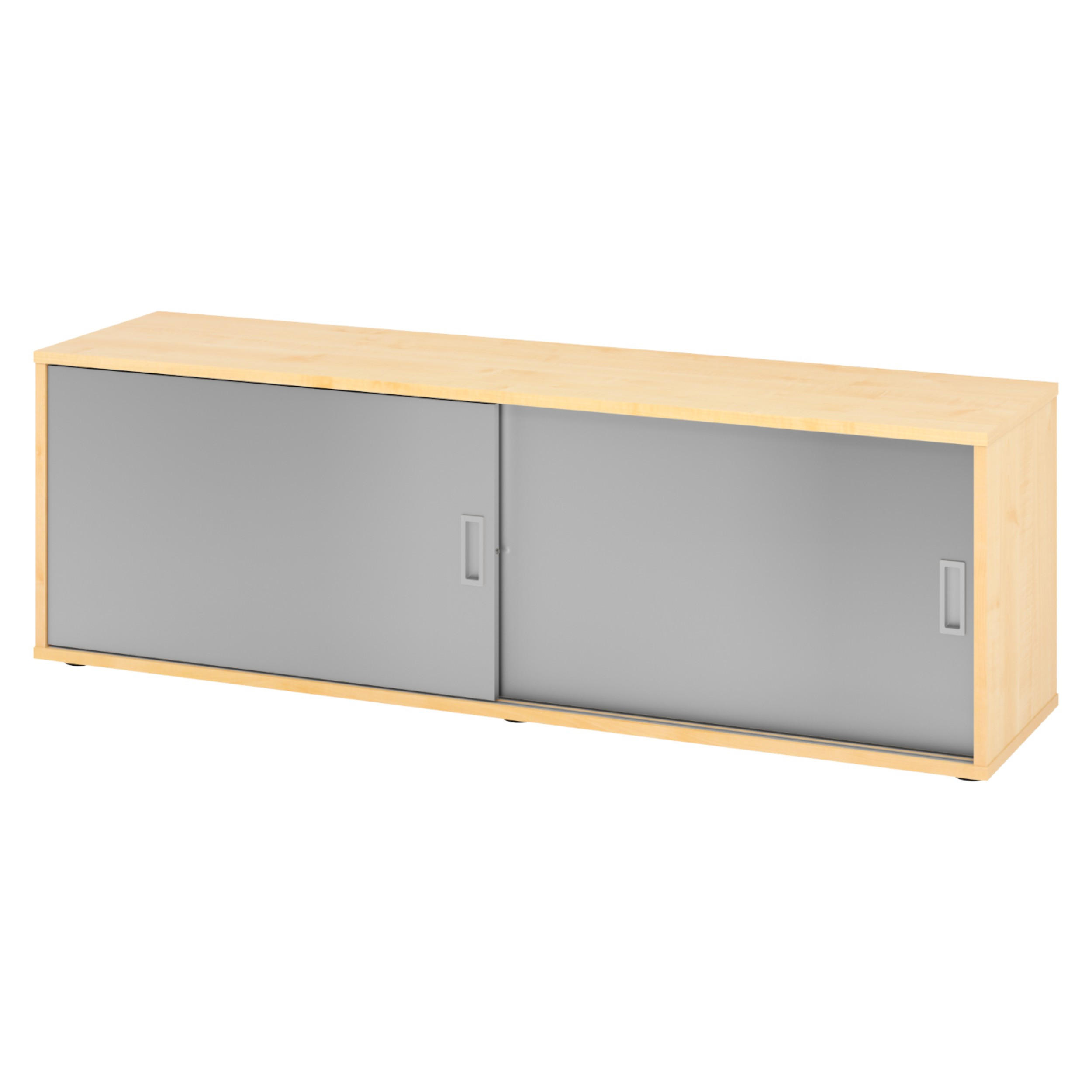 LOWBOARD mit Schiebetür 40/160/52 cm in Ahornfarben/Silberfarben - Silberfarben/Ahornfarben, Holzwerkstoff (160/52/40cm) - bümö