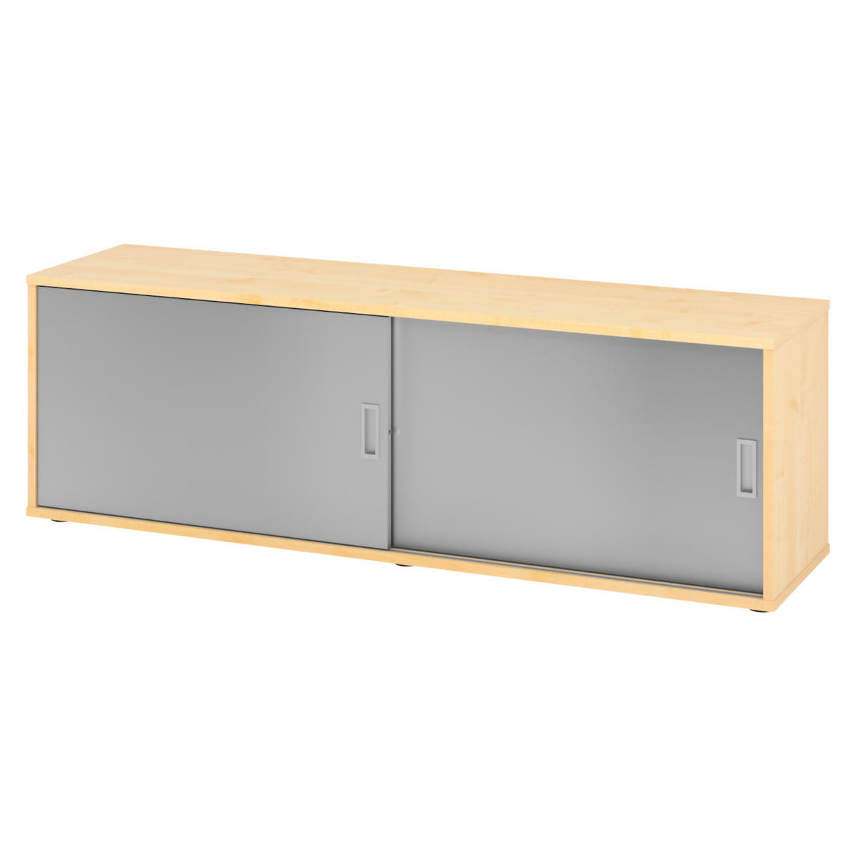 LOWBOARD mit Schiebetür 40/160/52 cm in Ahornfarben/Silberfarben - Silberfarben/Ahornfarben, Holzwerkstoff (160/52/40cm) - bümö