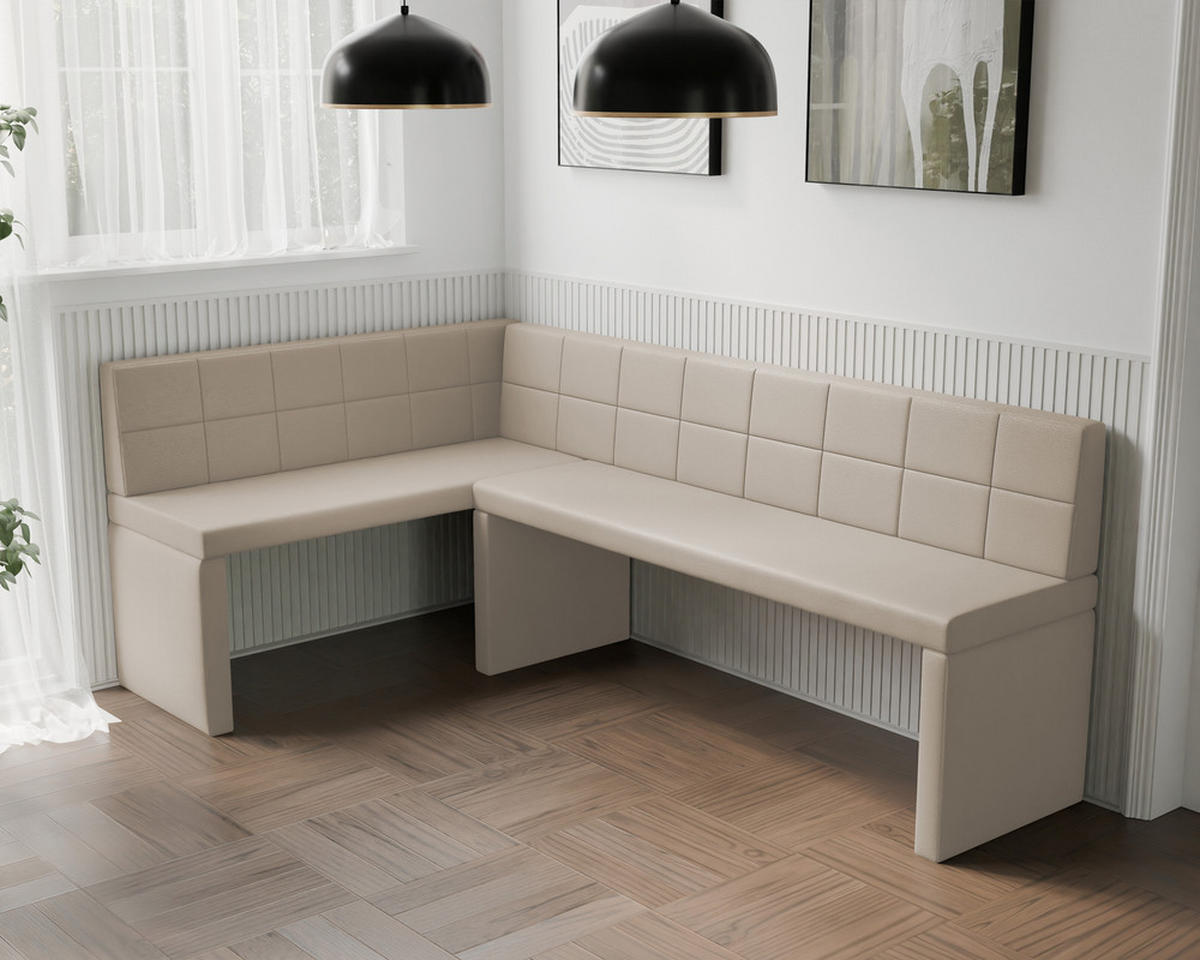 ECKBANK links MELVIN Kunstleder, 142/196 cm Beige - Beige, Holz/Kunststoff (142/196cm) - Idohome