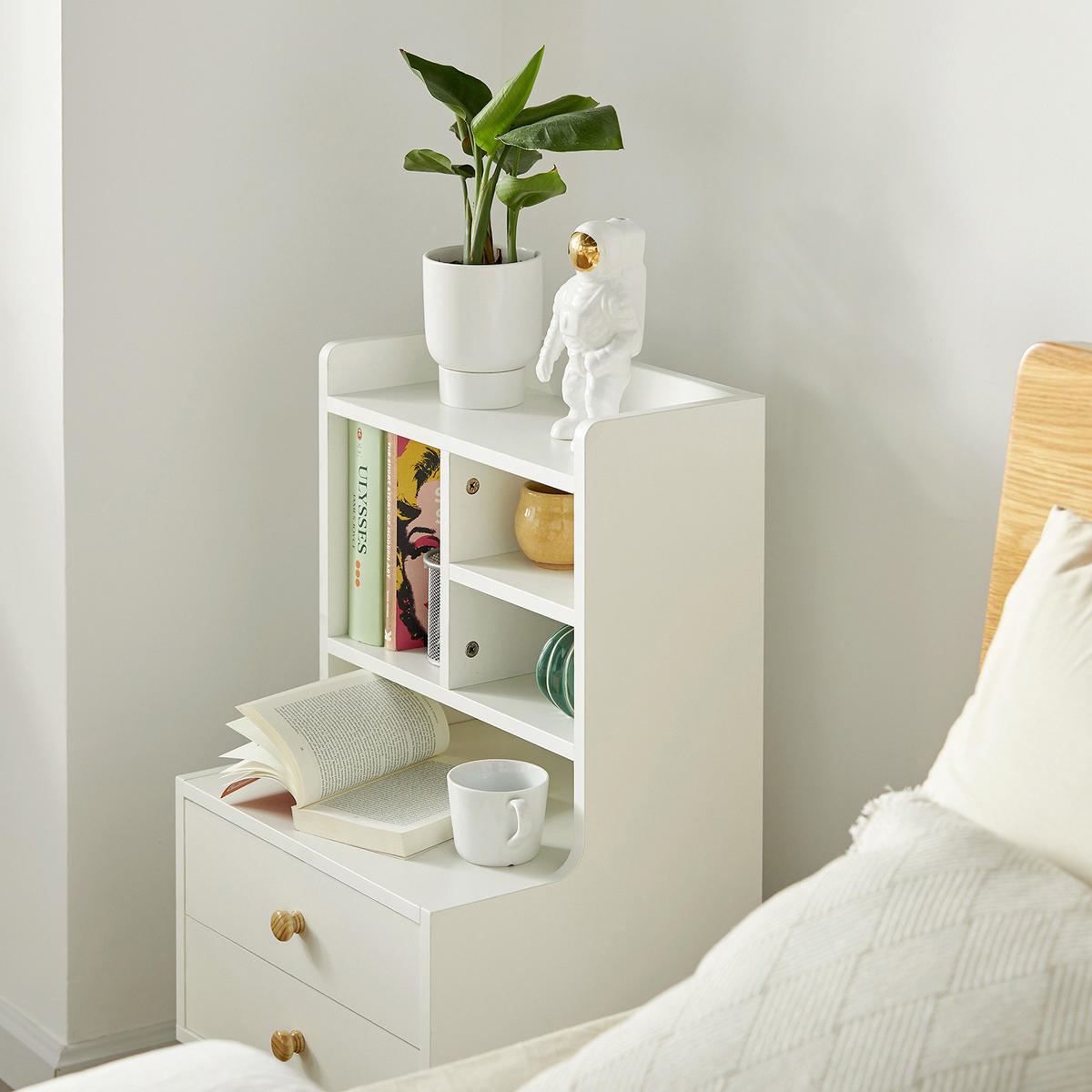 NACHTTISCH Weiß - Weiß, Holzwerkstoff (43/81/36cm) - SoBuy