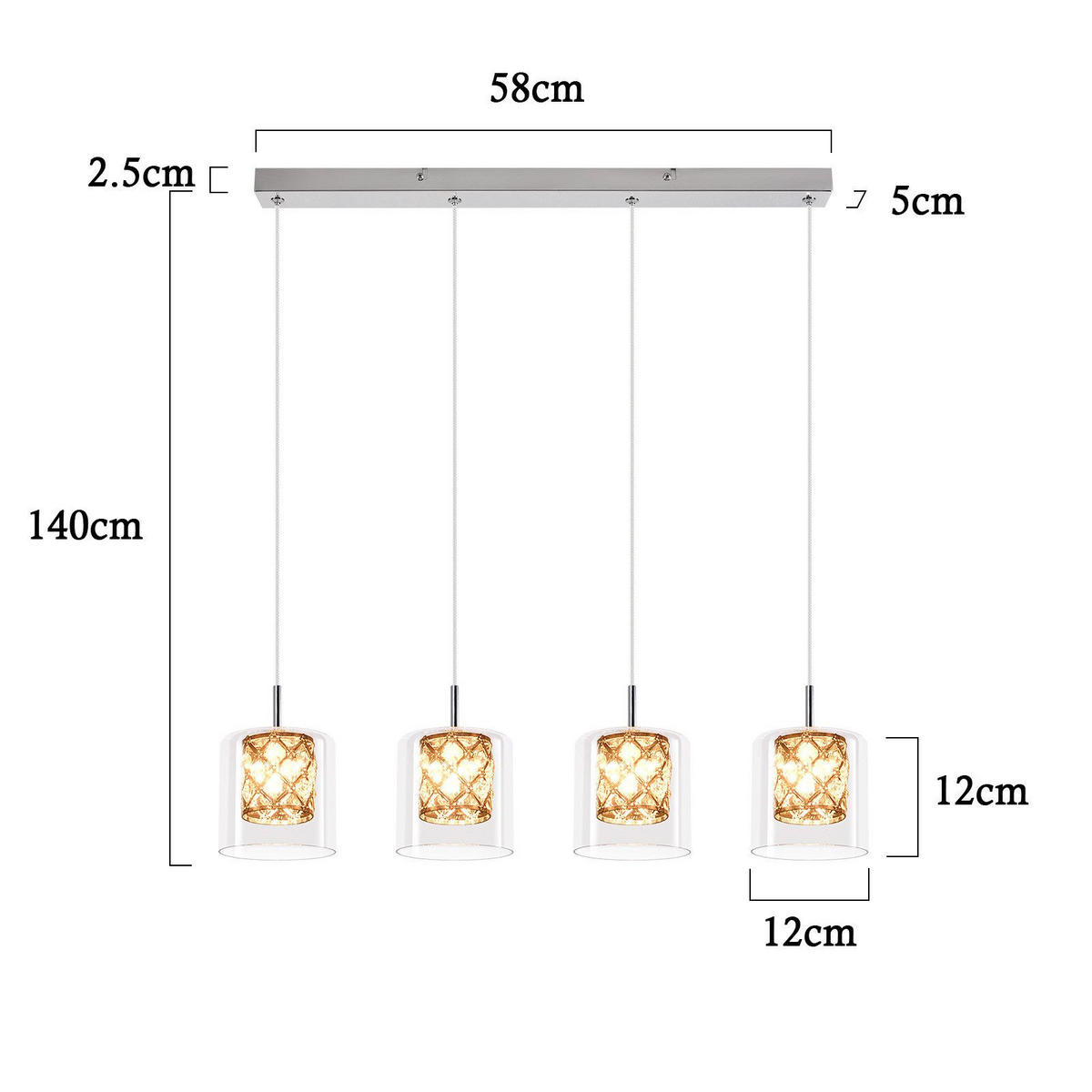 HÄNGELEUCHTE Mark 58/5/140 cm - Silberfarben, Metall (5/58/140cm) - Nettlife