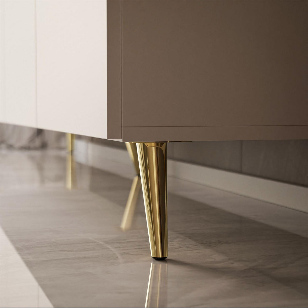 TV-LOWBOARD COLGANTE 100 cm Kaschmir auf Gold Beinen - Kaschmir/Goldfarben, Holzwerkstoff/Metall (100/49/40cm) - Lookway