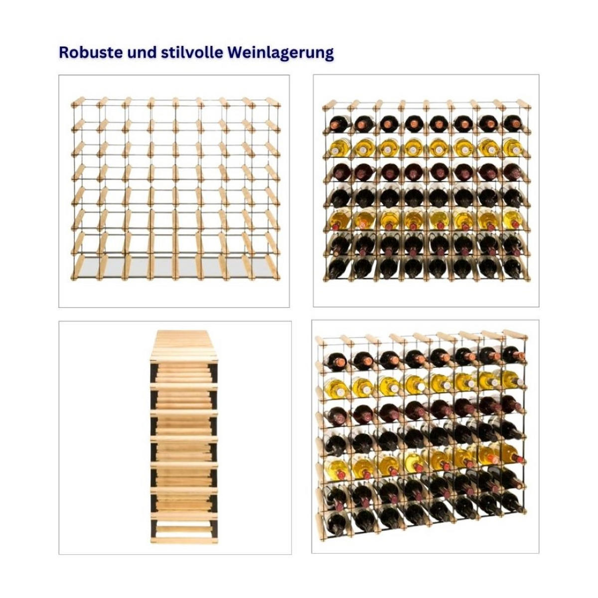 WEINREGAL Vinotega Mod Metal 72,5x82,5x24,5 cm 8x7 Flaschen Massives Kiefernholz Braun Geölt - Braun, Holz (82.5/72.5/24.5cm) - PROREGAL