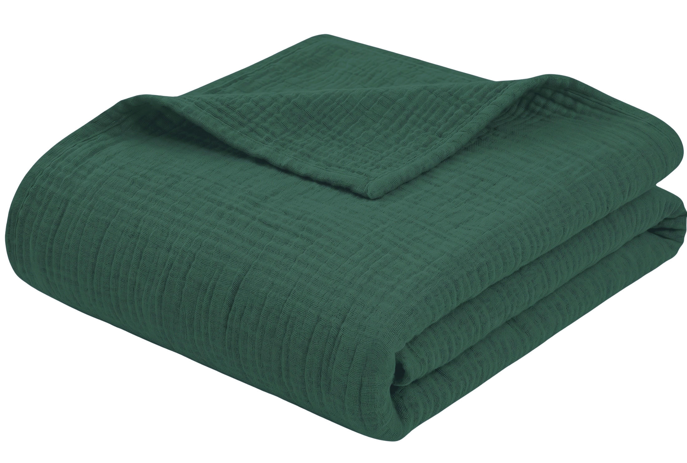 WOHNDECKE Musselin 150 x 200 cm, Leichte Kuscheldecke aus 100% Baumwolle - Nutzbar als Tagesdecke, Plaid oder Decke für Sofa, Couch & Bett - Grün - Grün, Textil (150/200cm) - Carpe Sonno