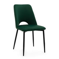 STUHL ORO gepolsterter mit Steppung - grün - Samt Velour - Schwarz/Grün, Textil/Metall (47/91/55cm) - NEW HOME