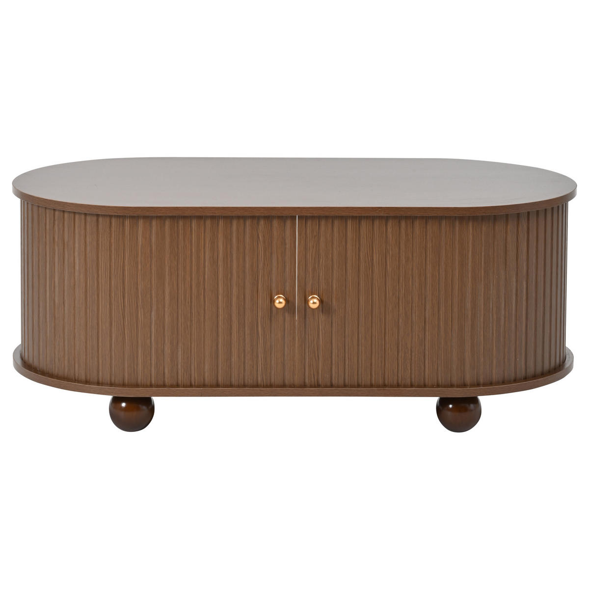 COUCHTISCH mit Stauraum und Schiebetüren Multifunktionsmöbel 100/50/40 cm - Walnussfarben, Holz/Holzwerkstoff (100/50/40cm) - EVRYAE