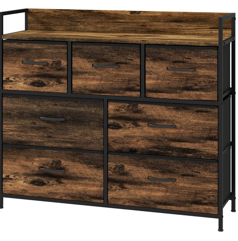 KOMMODE 98/85/29 cm Braun aus Polyester mit 7 Schubladen - Braun, Holzwerkstoff (29/85/98cm) - OKMYHOME